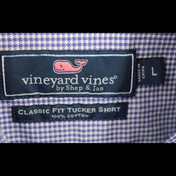 VINEYARD VINES CLASSIC FIT TUCKER SHIRT LS BUTTON FRONT SIZE LARGE BLUE GINGHAM - Picture 4 of 7